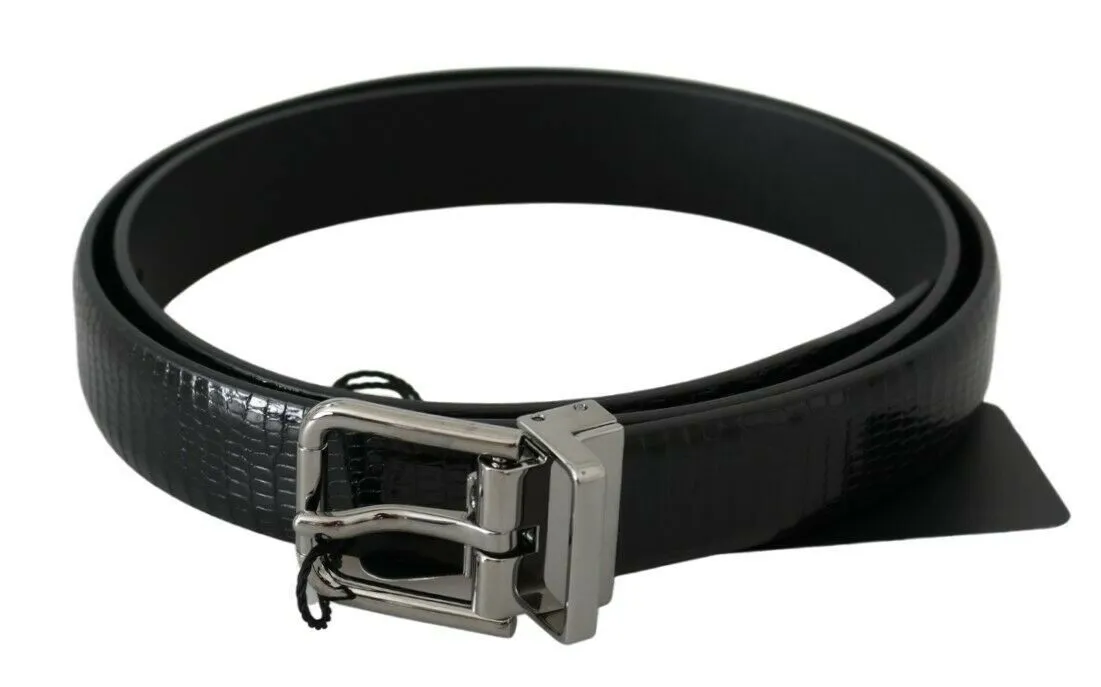 Elegant Lizard Skin Leather Belt in Black sold by Louxly product image thumbnail 2