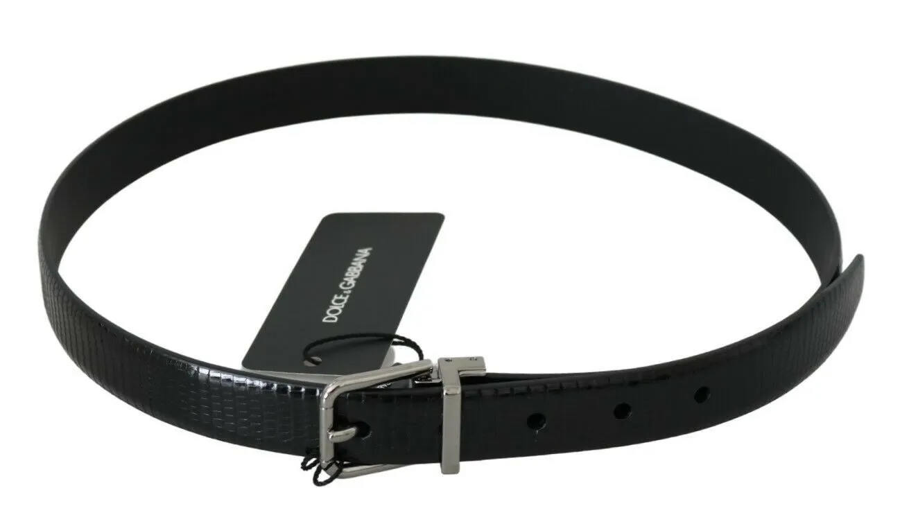 Elegant Lizard Skin Leather Belt in Black sold by Louxly product image thumbnail 3