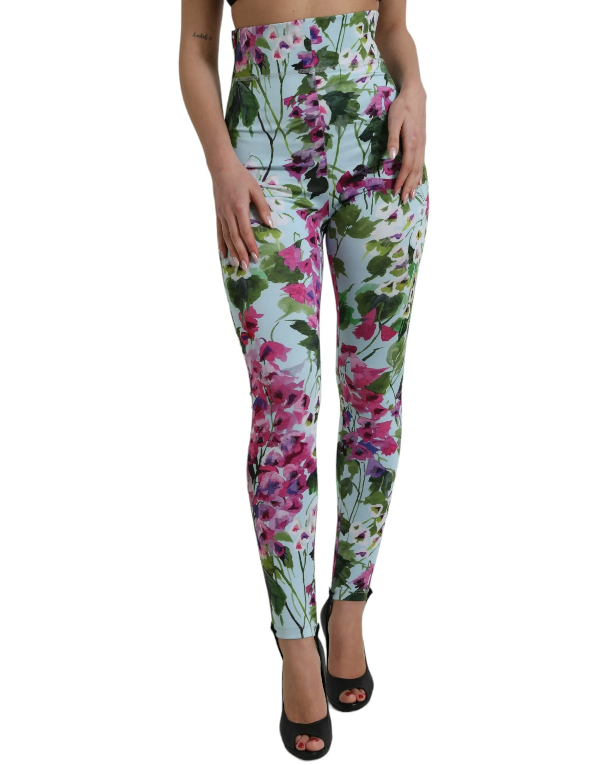 Elegant Floral High-Rise Leggings Pants sold by Louxly