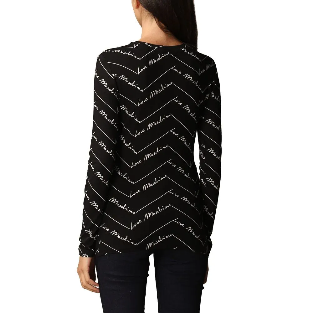 Elegant Long-Sleeved Logo Print Tee sold by Louxly product image thumbnail 2