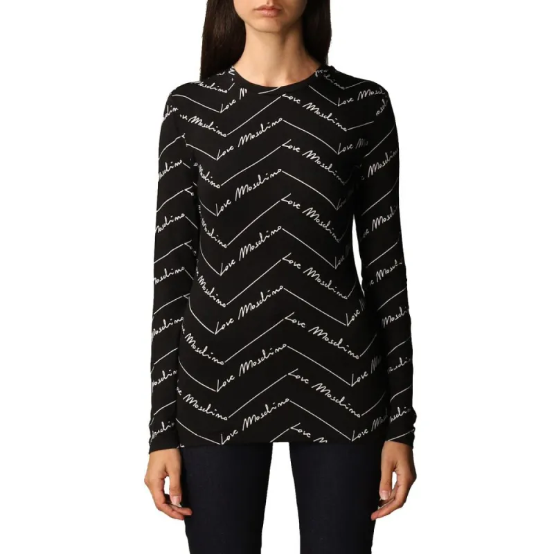 Elegant Long-Sleeved Logo Print Tee sold by Louxly