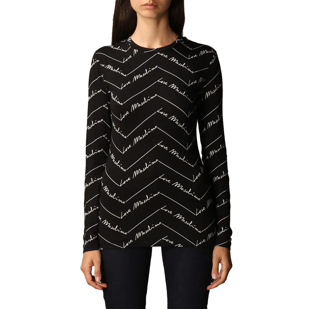 Elegant Long-Sleeved Logo Print Tee sold by Louxly