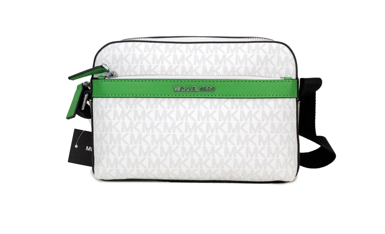 Cooper Small Bright White Palm Signature PVC Utility Crossbody Bag sold by Louxly