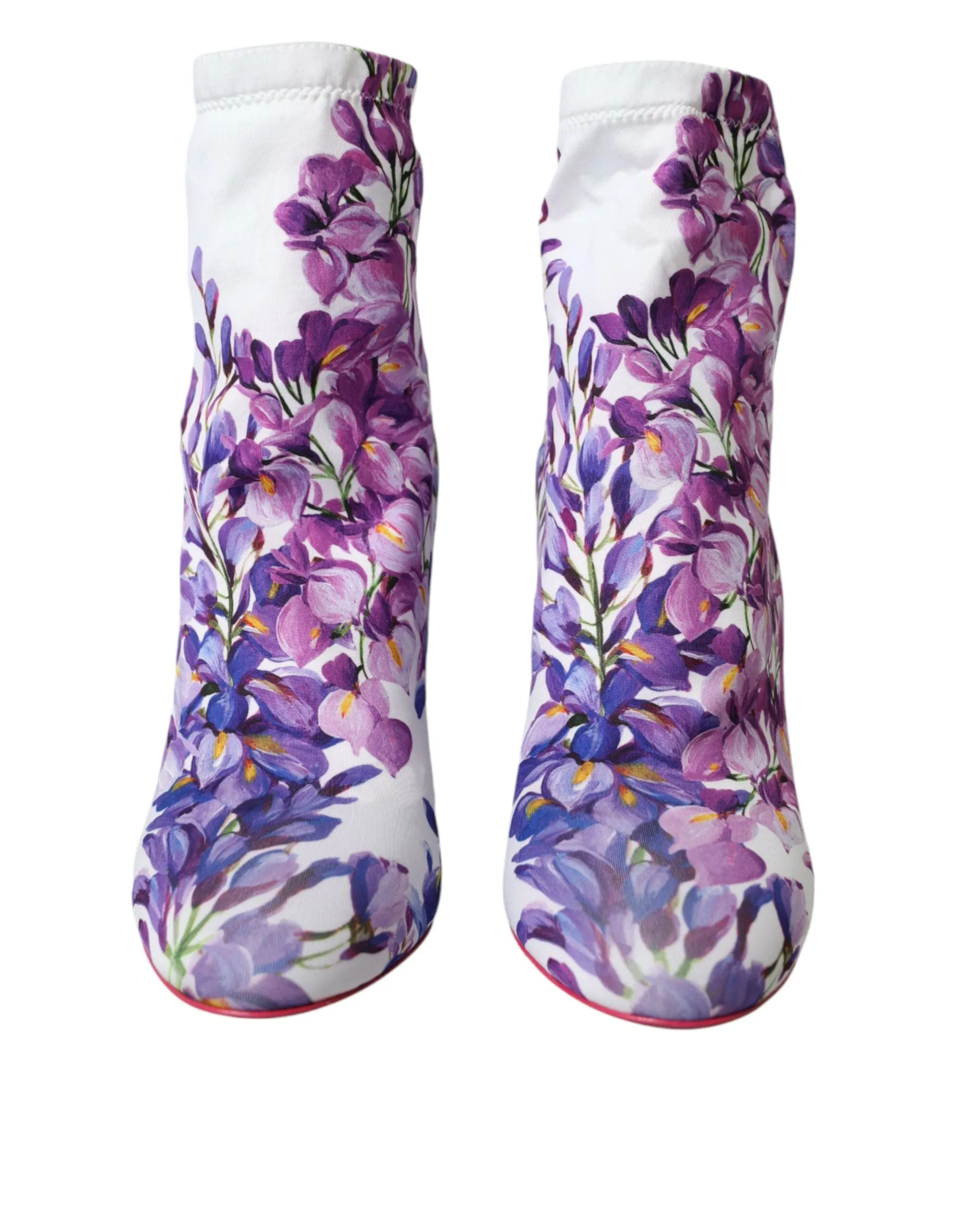White Floral Jersey Stretch Boots Shoes sold by Louxly product image thumbnail 2