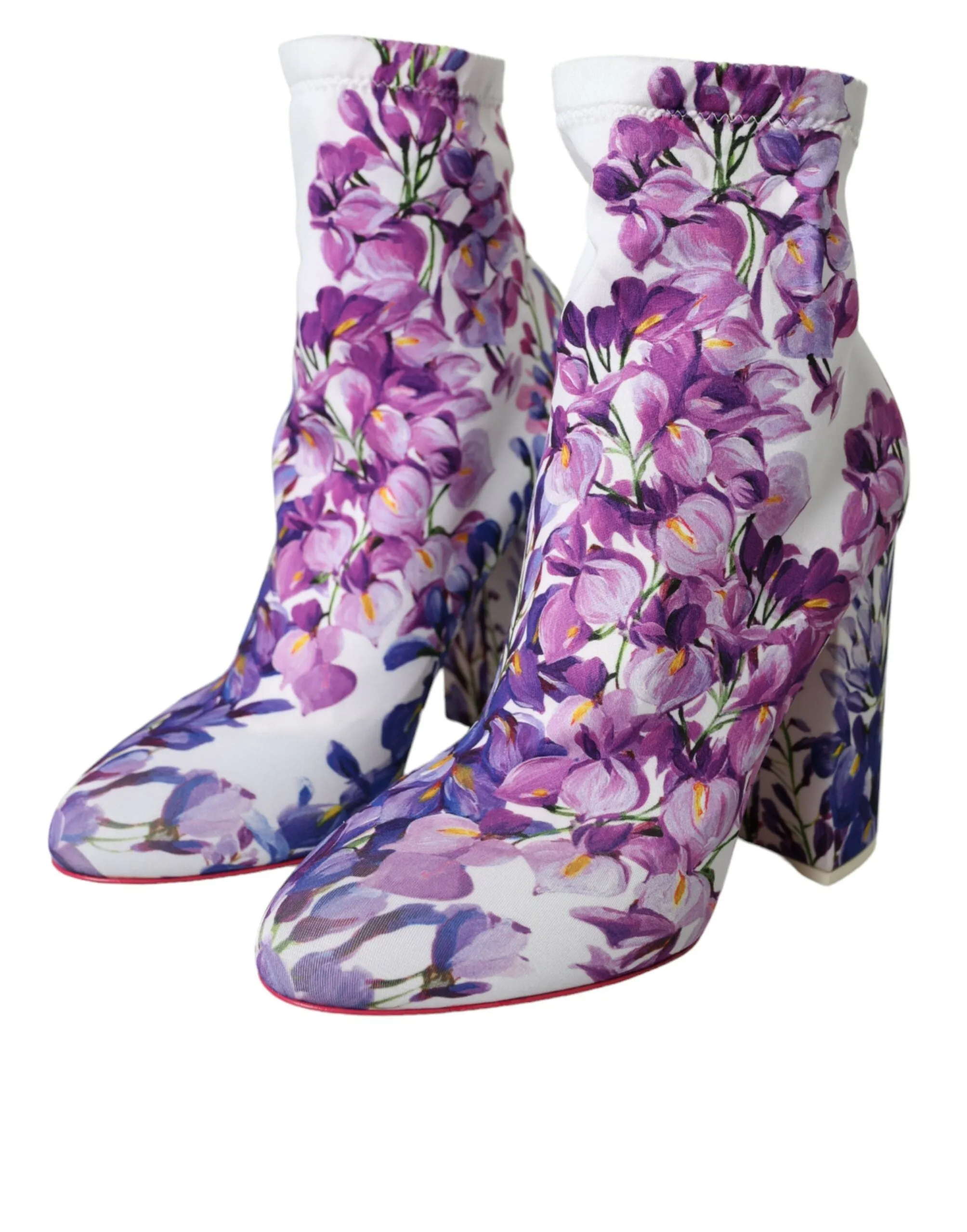 White Floral Jersey Stretch Boots Shoes sold by Louxly product image thumbnail 3