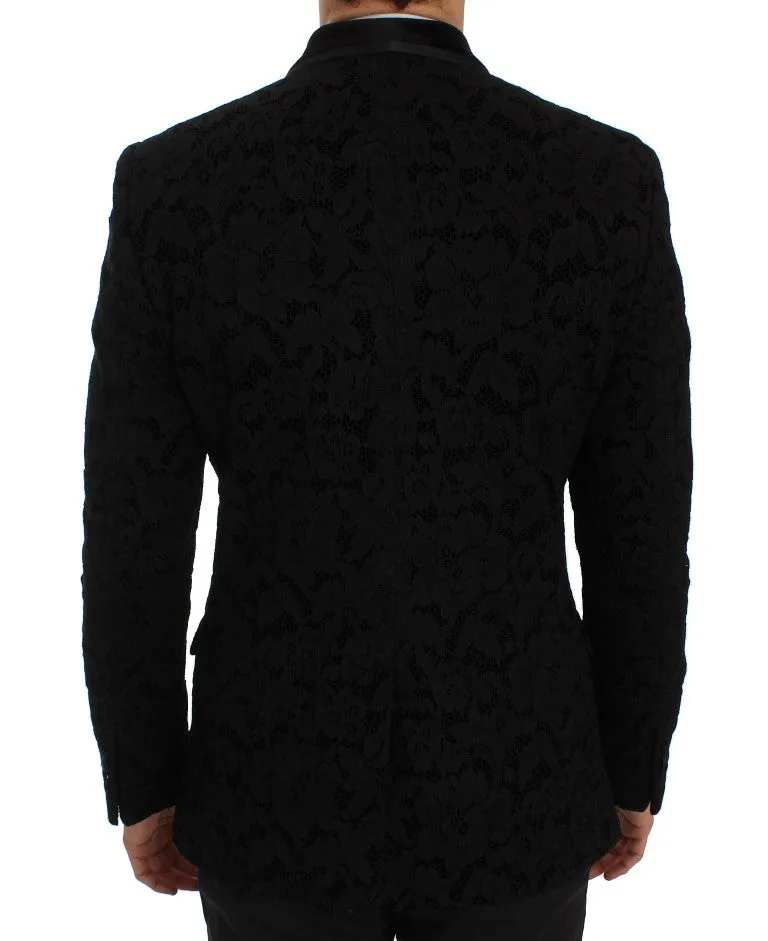 Elegant Slim Fit Black Silk-Blend Blazer sold by Louxly product image thumbnail 5