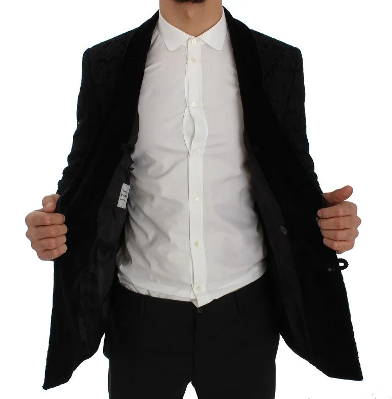 Elegant Slim Fit Black Silk-Blend Blazer sold by Louxly product image thumbnail 2