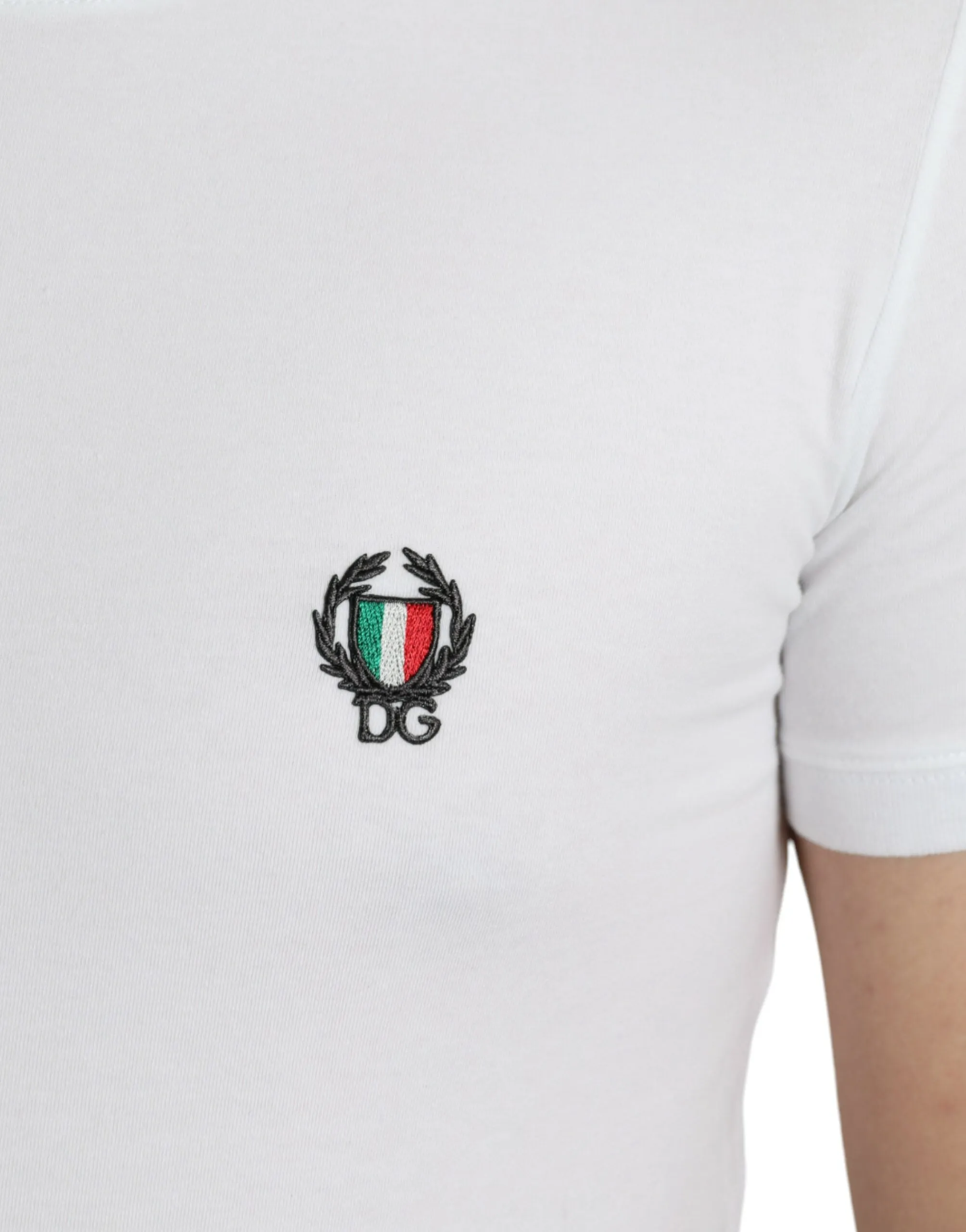 Elegant White Logo Crest Tee sold by Louxly product image thumbnail 5