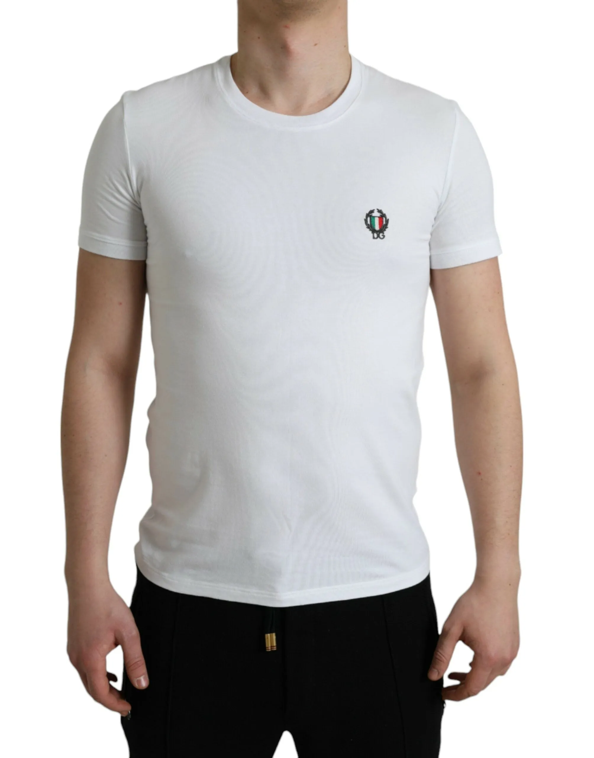 Elegant White Logo Crest Tee sold by Louxly