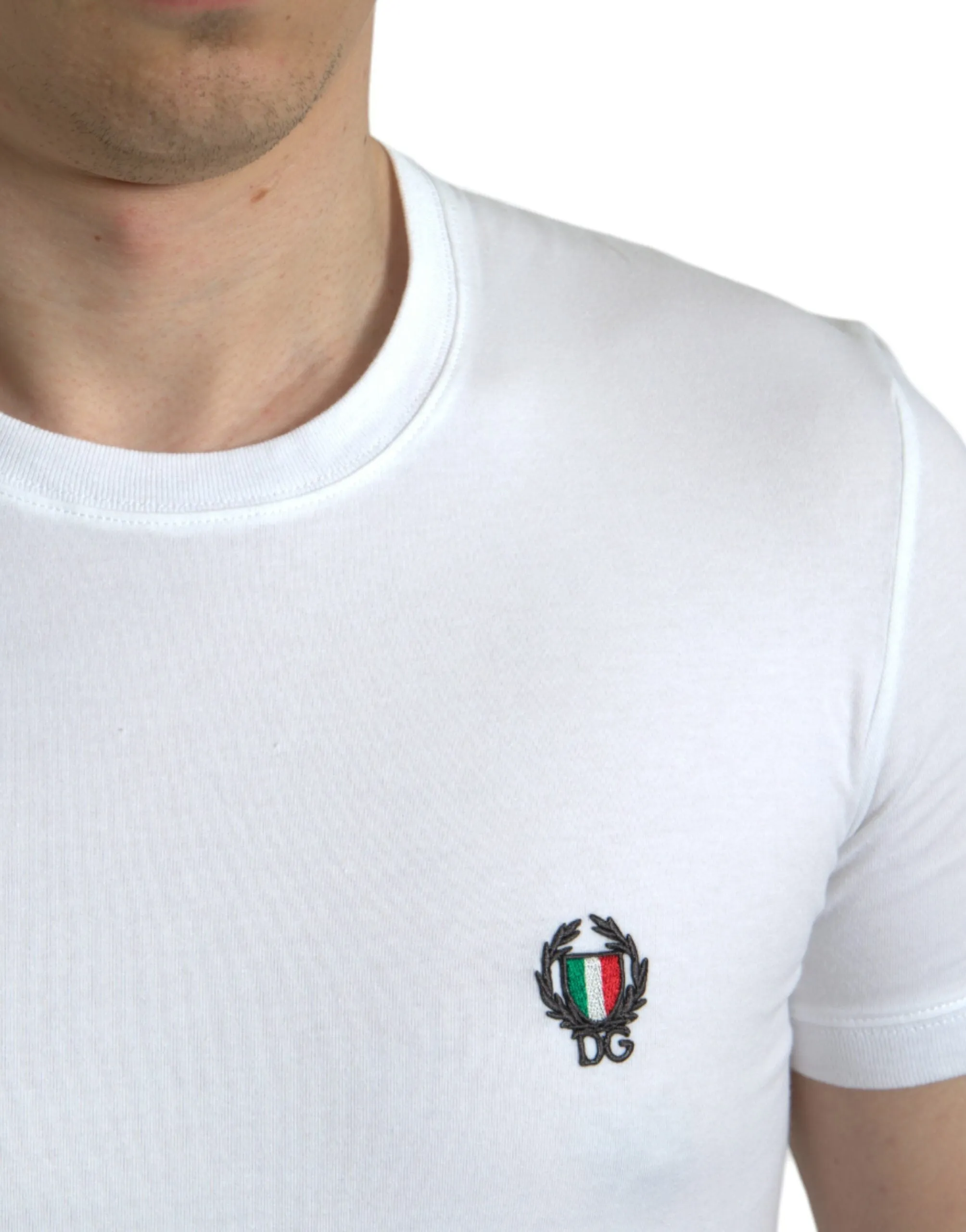 Elegant White Logo Crest Tee sold by Louxly product image thumbnail 4