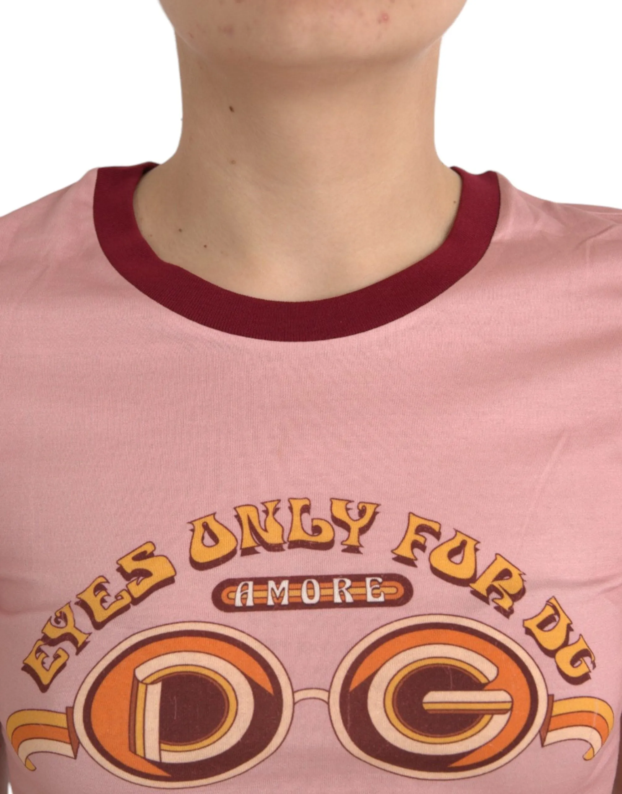 Pink Cotton Short Sleeves Crew Neck T-shirt sold by Louxly product image thumbnail 5