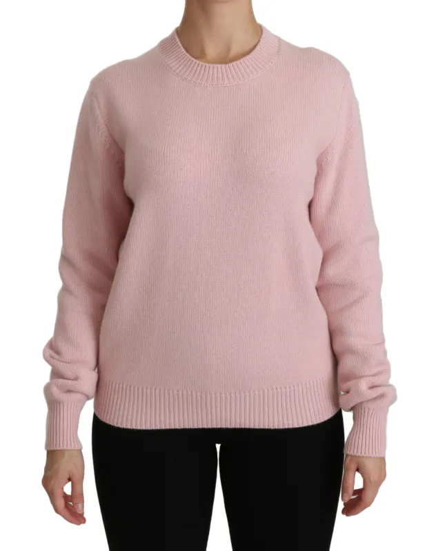 Cashmere-Blend Pink Crew Neck Sweater sold by Louxly