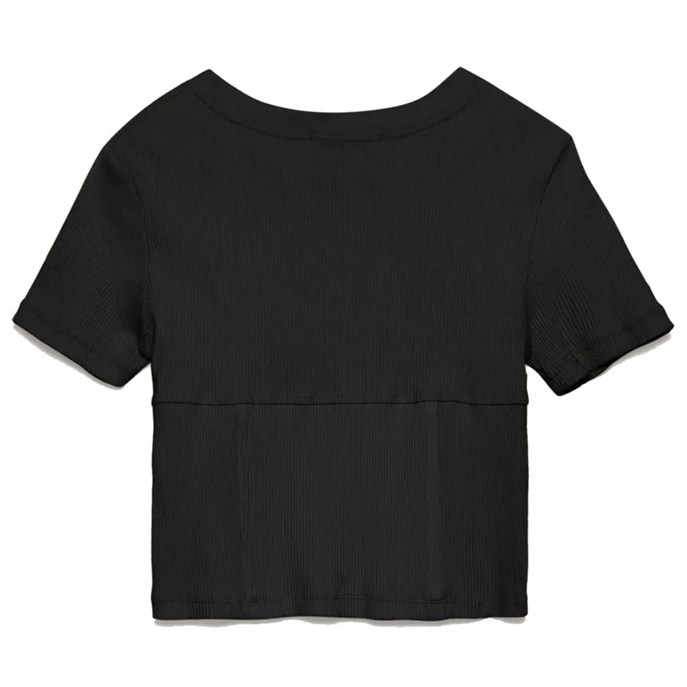 Chic Ribbed Cotton Tee with Logo Detail sold by Louxly product image thumbnail 2