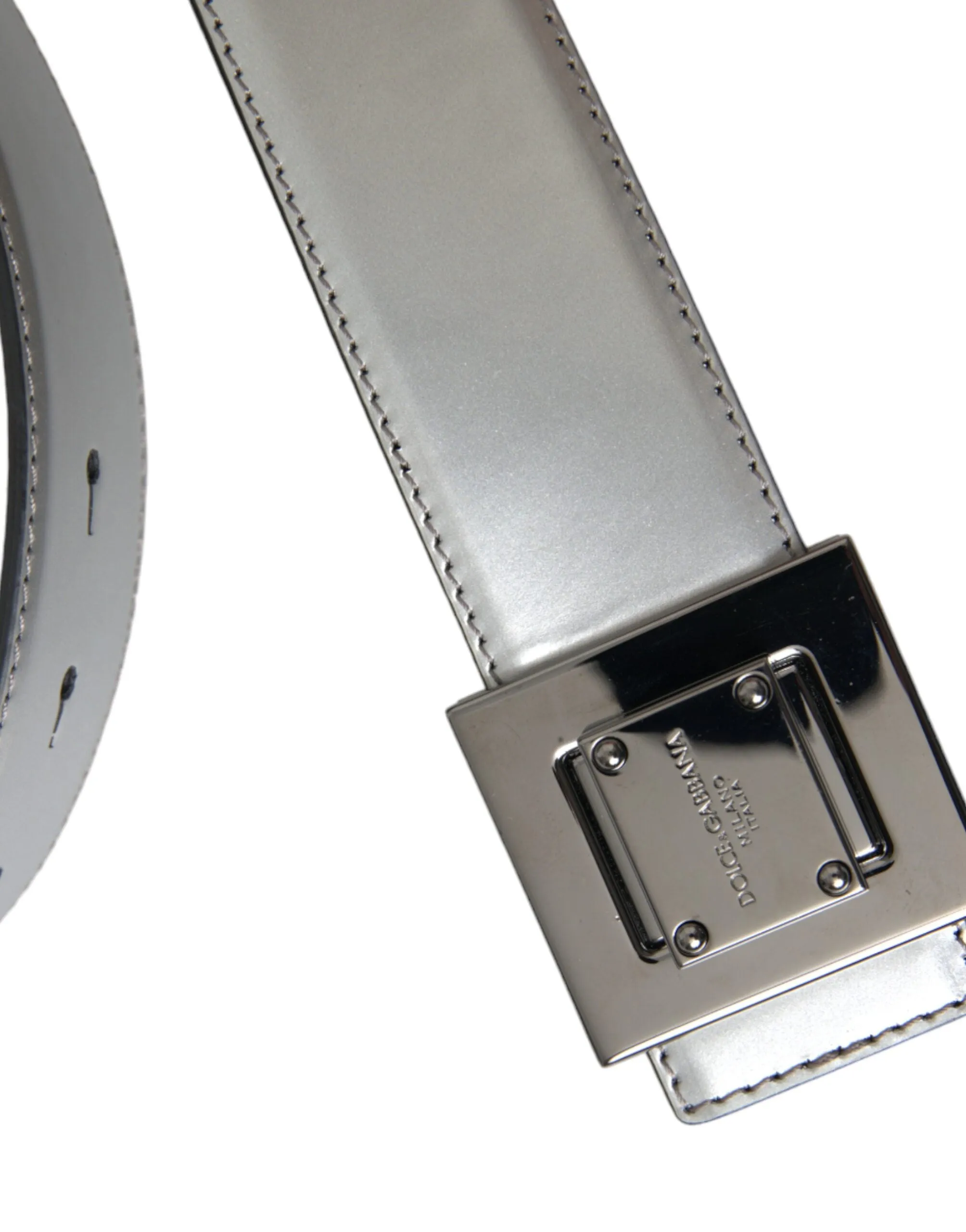 Silver Leather Square Metal Buckle Belt sold by Louxly product image thumbnail 5