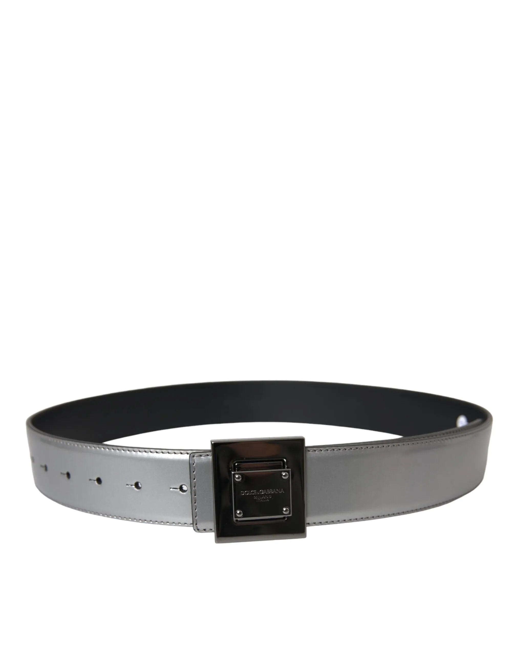 Silver Leather Square Metal Buckle Belt sold by Louxly product image thumbnail 3