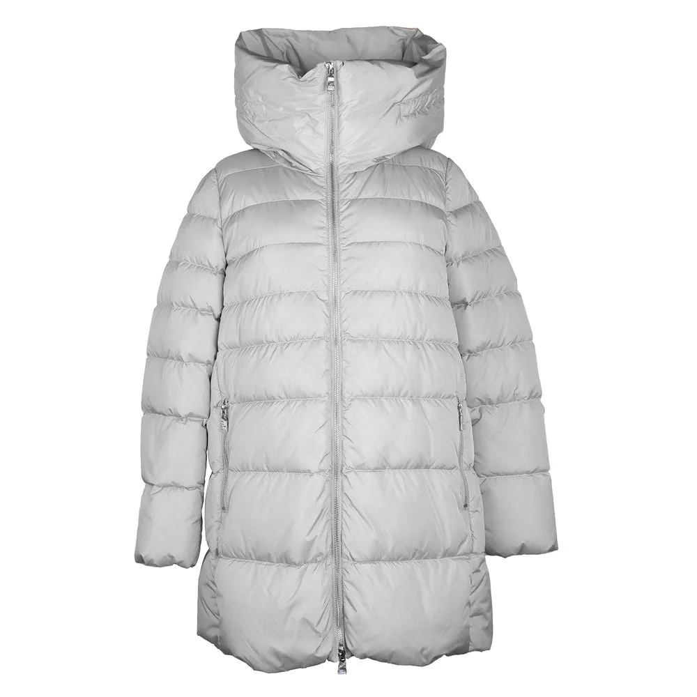 Chic Gray High-Collar Down Jacket for Women sold by Louxly