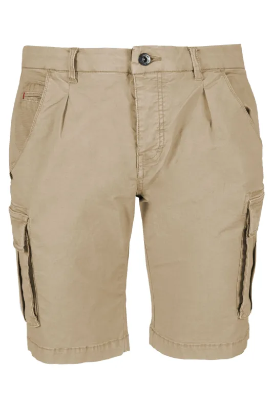 Beige Cargo Bermuda Shorts with Stretch Comfort sold by Louxly