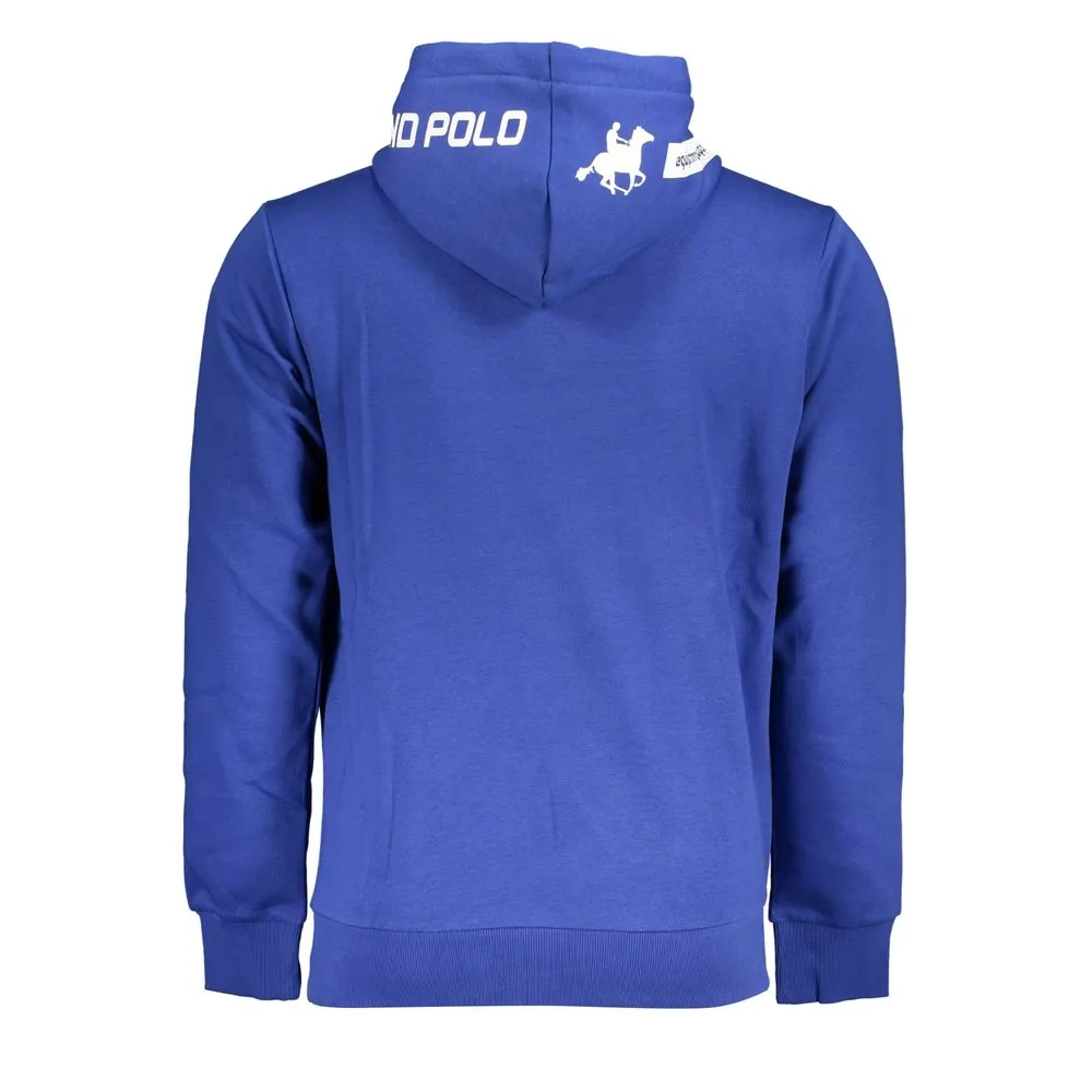 Chic Blue Hooded Fleece Sweatshirt with Logo Detail sold by Louxly product image thumbnail 2