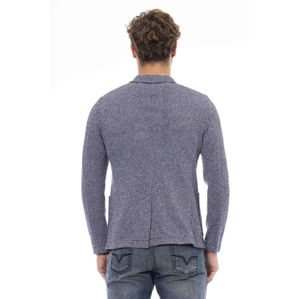 Elegant Blue Fabric Jacket with Classic Cut sold by Louxly product image thumbnail 3