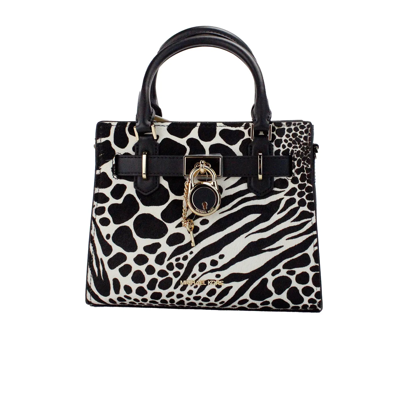 Hamilton Small Black Haircalf Leather Satchel Crossbody Bag sold by Louxly