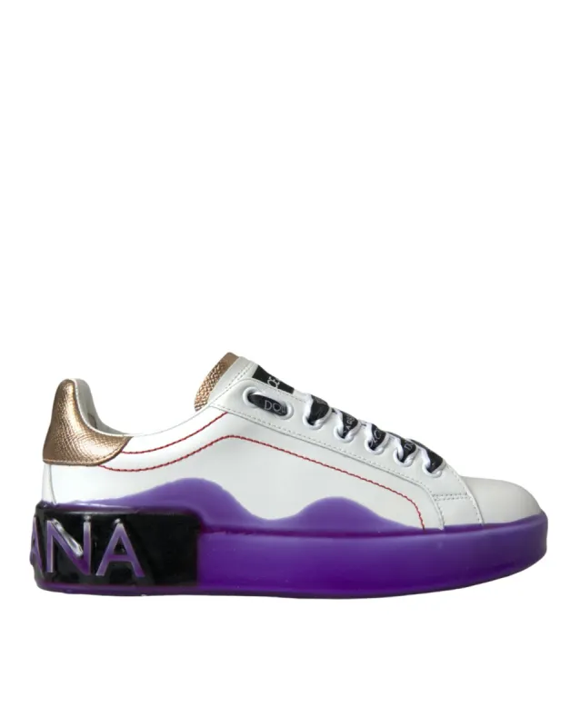White Leather Portofino Low Top Sneakers Shoes sold by Louxly
