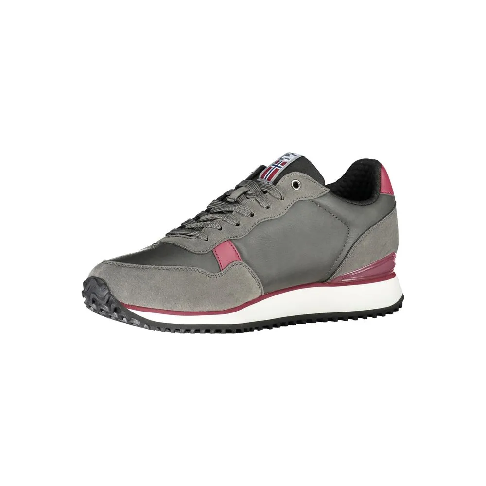 Elegant Gray Lace-Up Sneakers with Contrast Accents sold by Louxly product image thumbnail 2