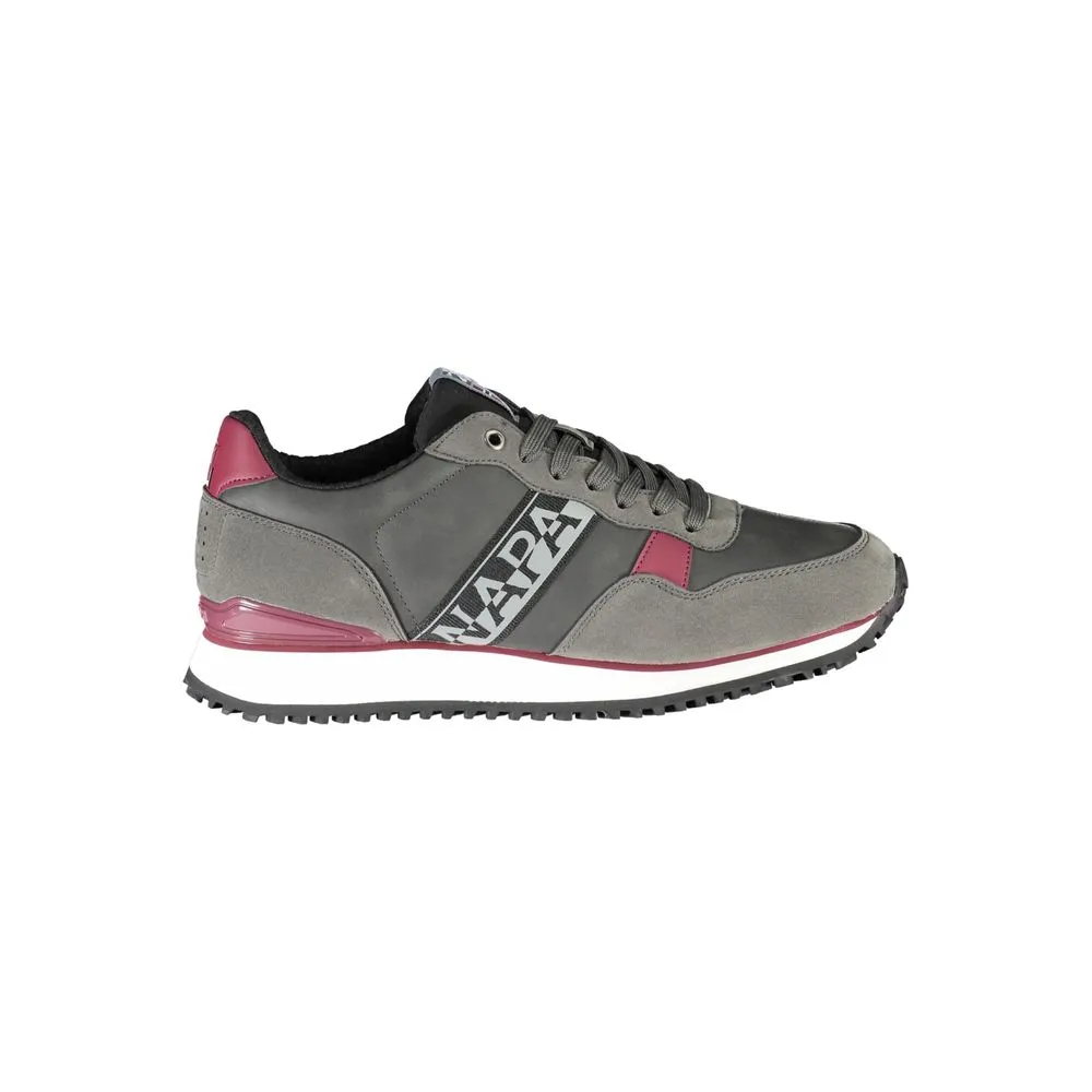 Elegant Gray Lace-Up Sneakers with Contrast Accents sold by Louxly