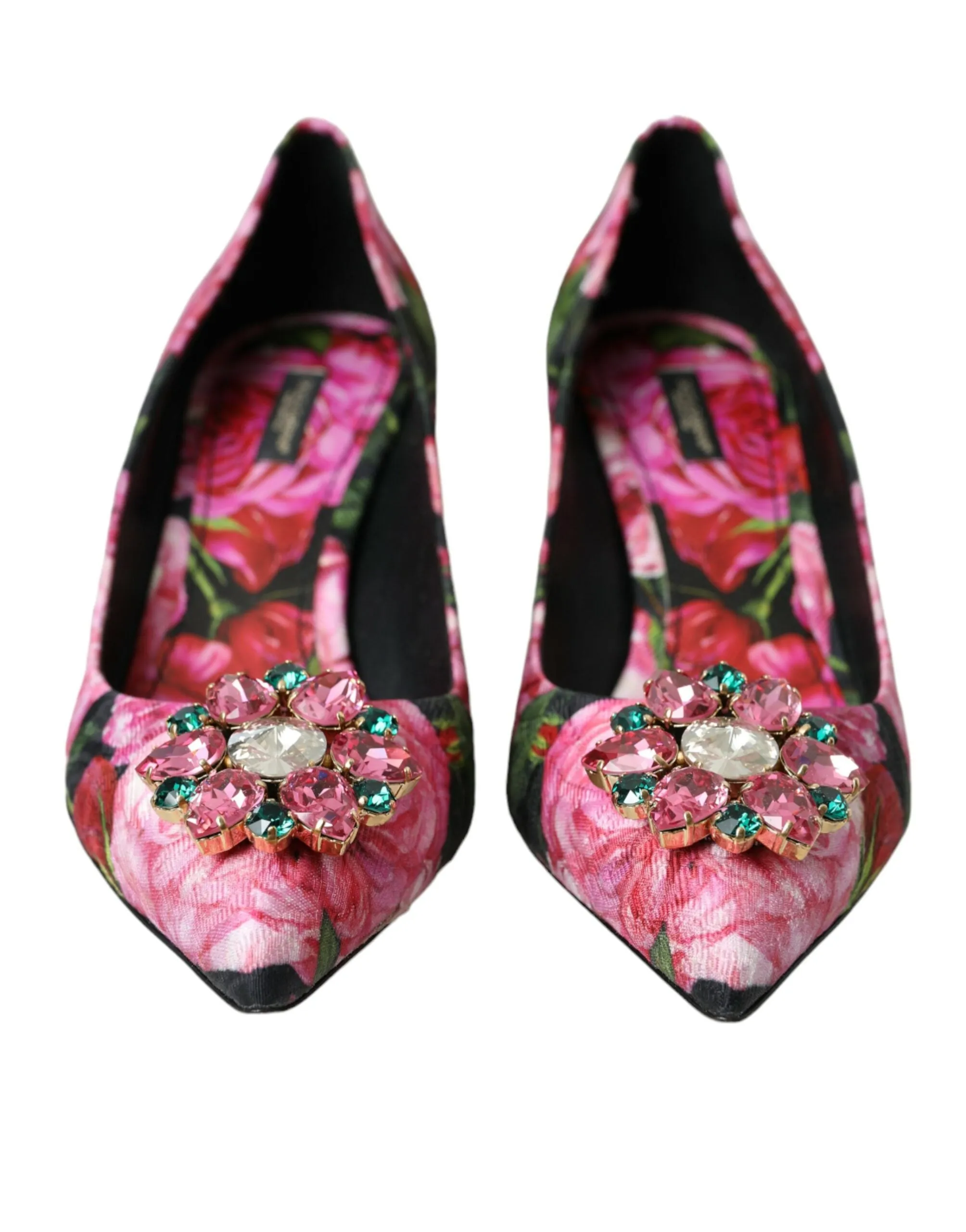 Multicolor Floral Brocade Crystal Heels Pumps Shoes sold by Louxly product image thumbnail 2
