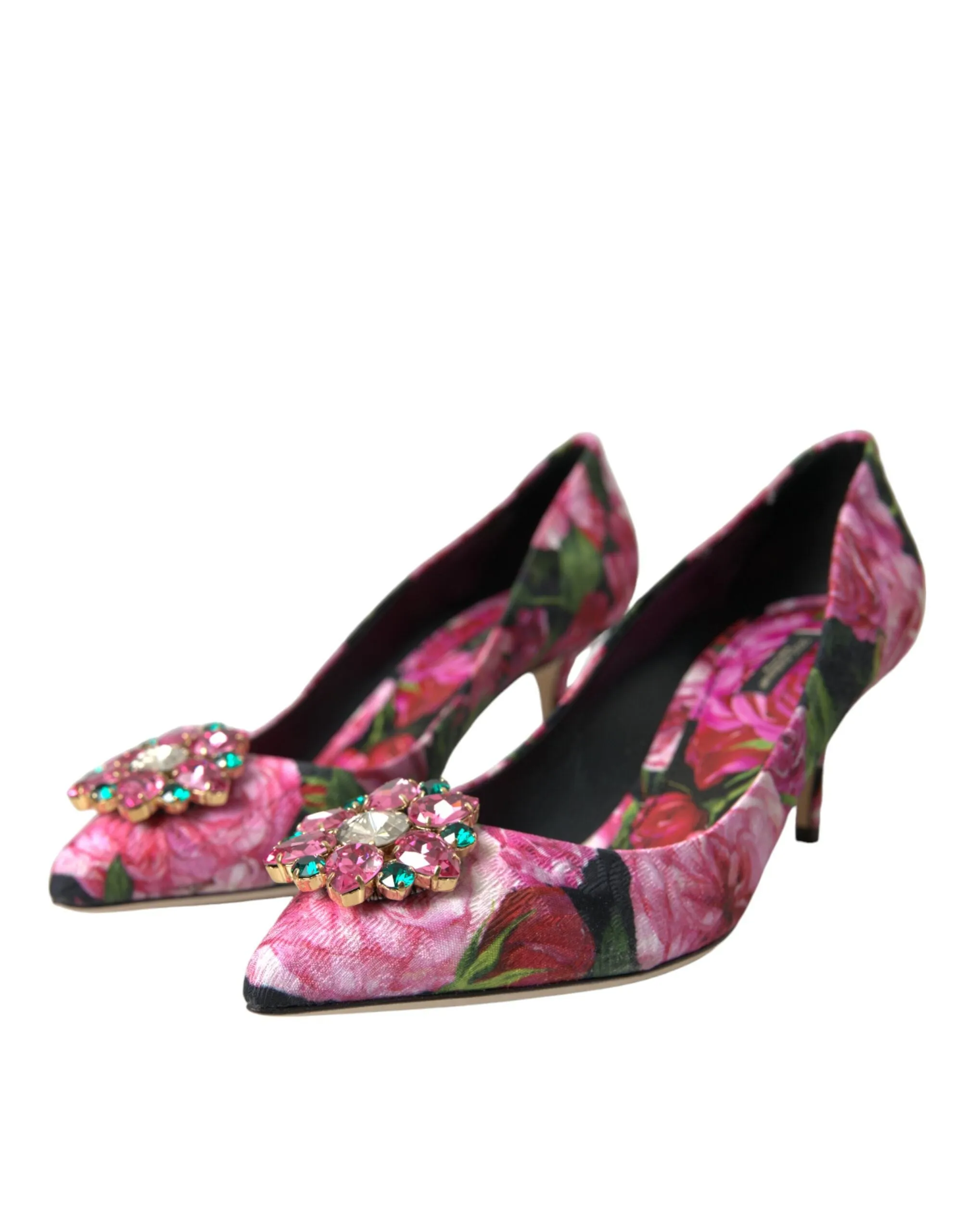 Multicolor Floral Brocade Crystal Heels Pumps Shoes sold by Louxly product image thumbnail 3