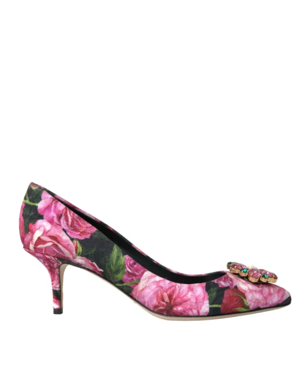 Multicolor Floral Brocade Crystal Heels Pumps Shoes sold by Louxly