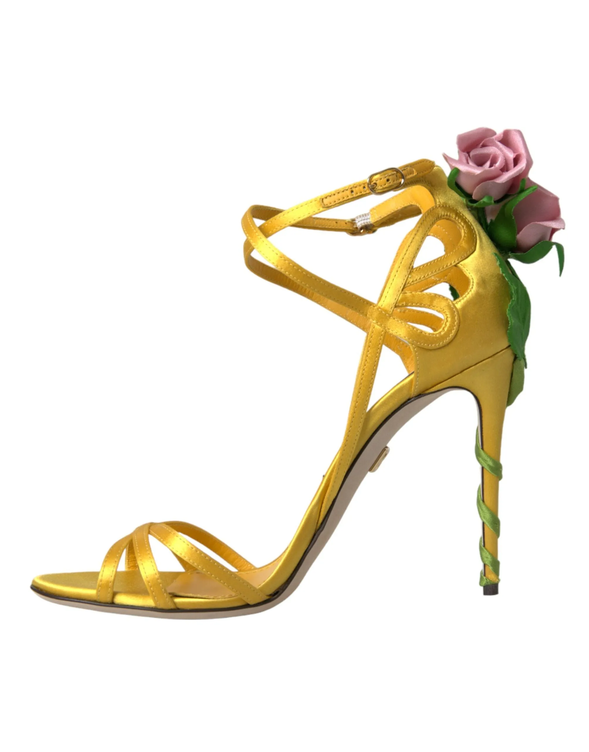 Yellow Flower Satin Heels Sandals Shoes sold by Louxly product image thumbnail 5