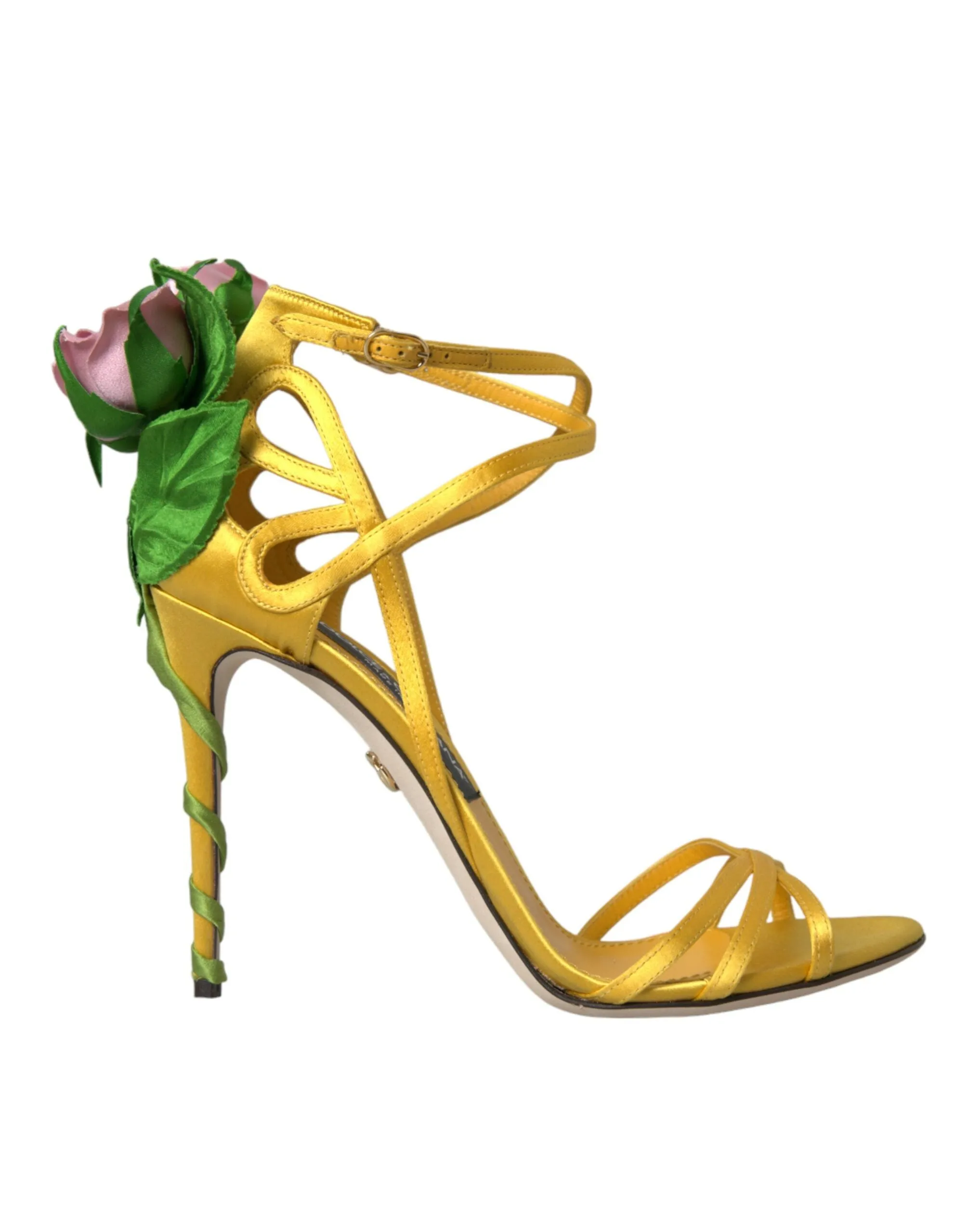Yellow Flower Satin Heels Sandals Shoes sold by Louxly