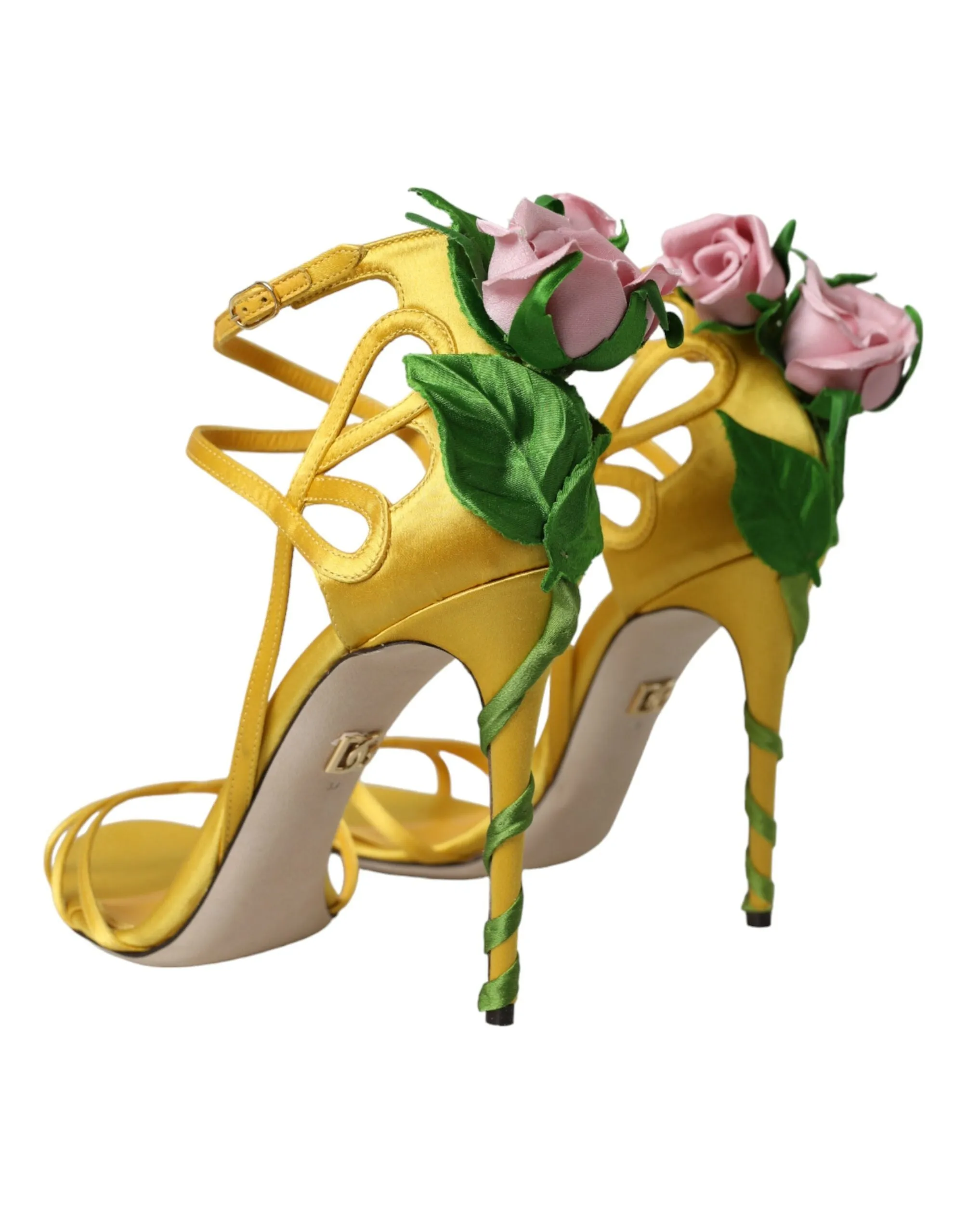 Yellow Flower Satin Heels Sandals Shoes sold by Louxly product image thumbnail 4