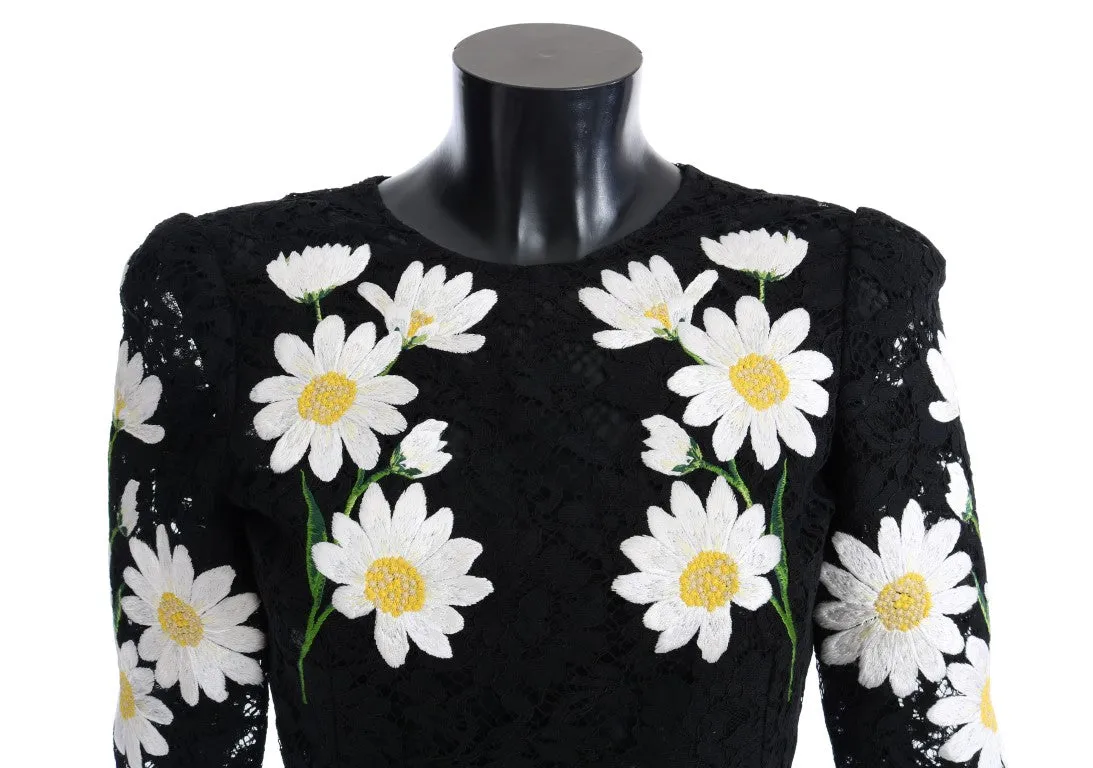 Black Floral Lace Chamomile Embroidered Dress sold by Louxly product image thumbnail 3