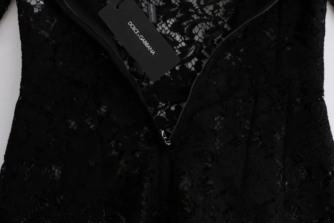 Black Floral Lace Chamomile Embroidered Dress sold by Louxly product image thumbnail 4