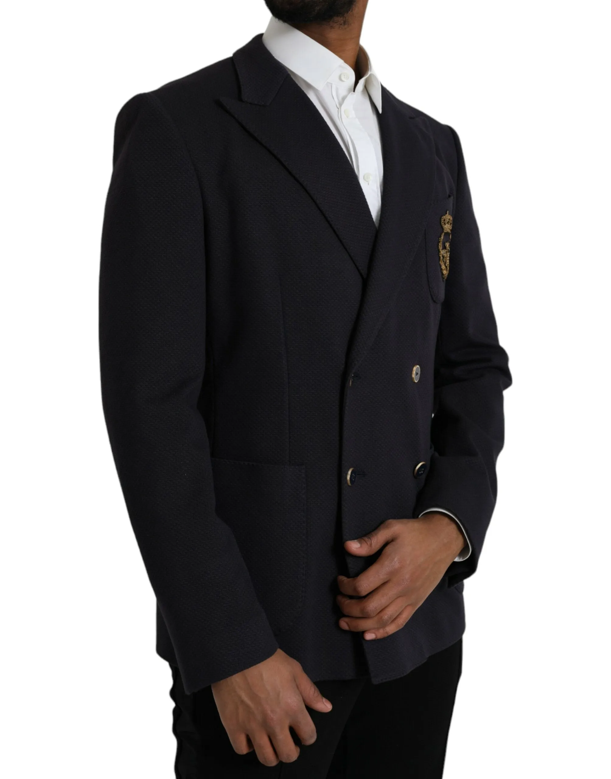 Dark Blue Crown Bee Double Breasted Blazer sold by Louxly product image thumbnail 2