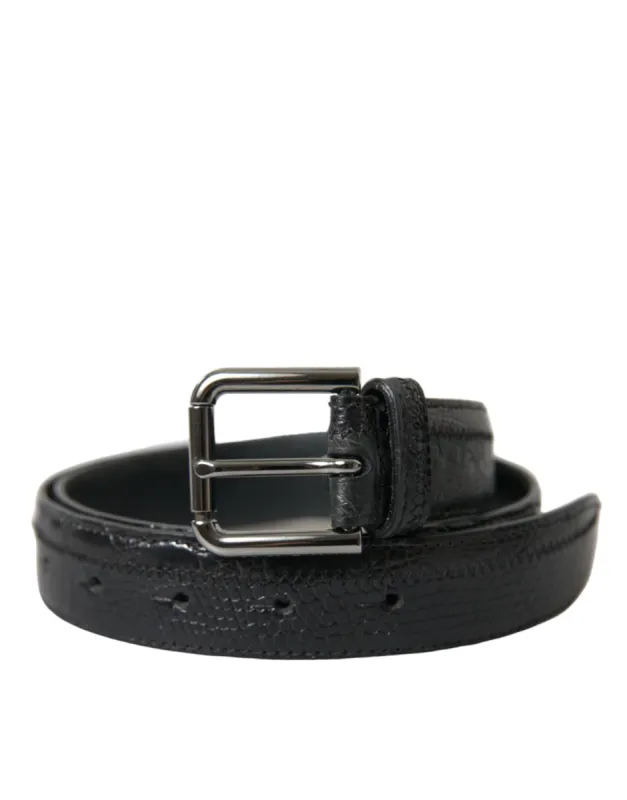 Elegant Black Leather Belt with Metal Buckle sold by Louxly