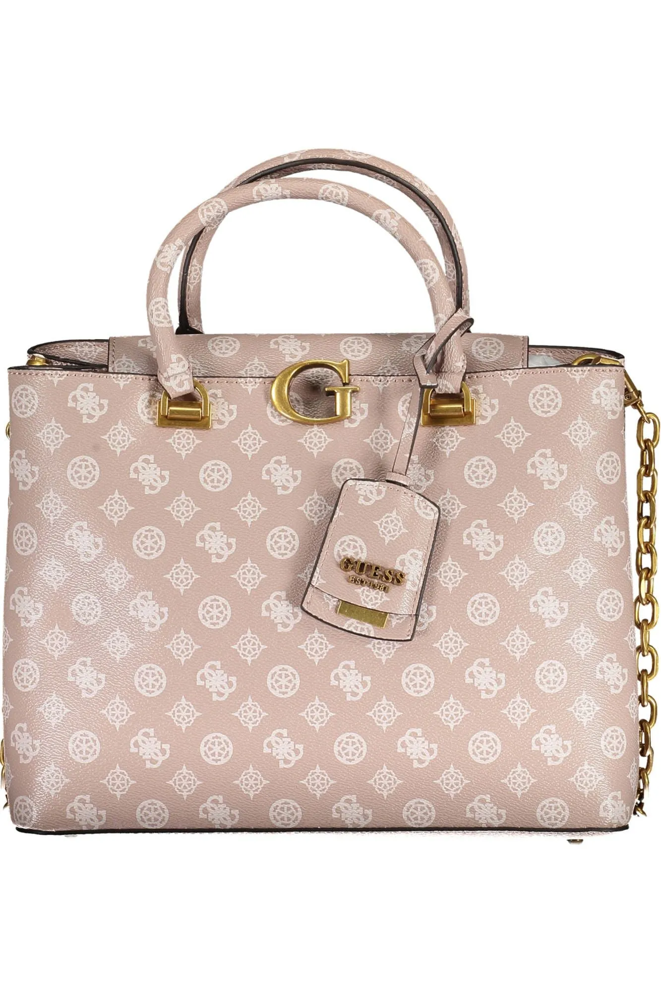 Chic Pink Two-Handle Guess Handbag with Chain Strap sold by Louxly