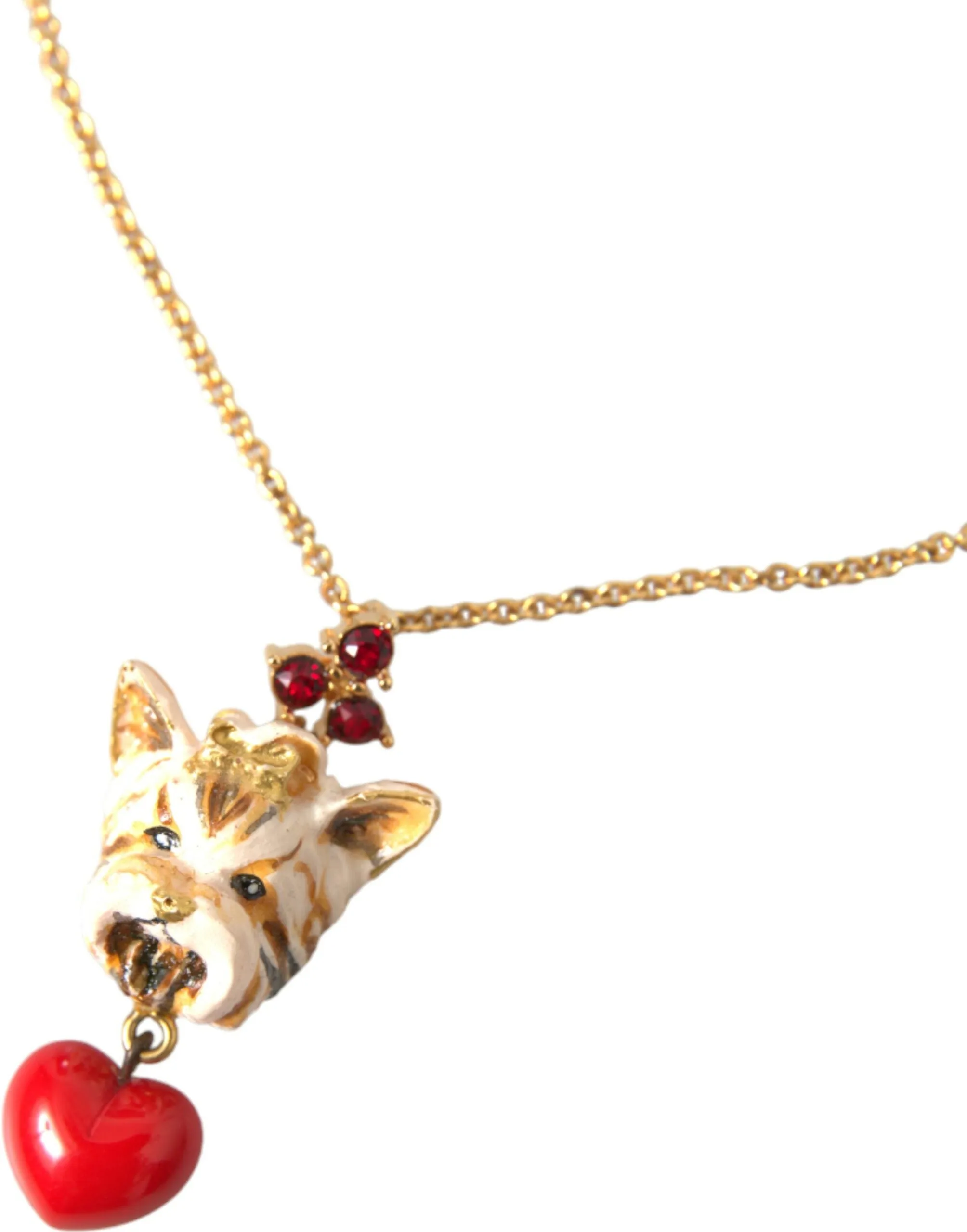 Gold Brass Chain Dog Heart Pendant Charm Necklace sold by Louxly product image thumbnail 2