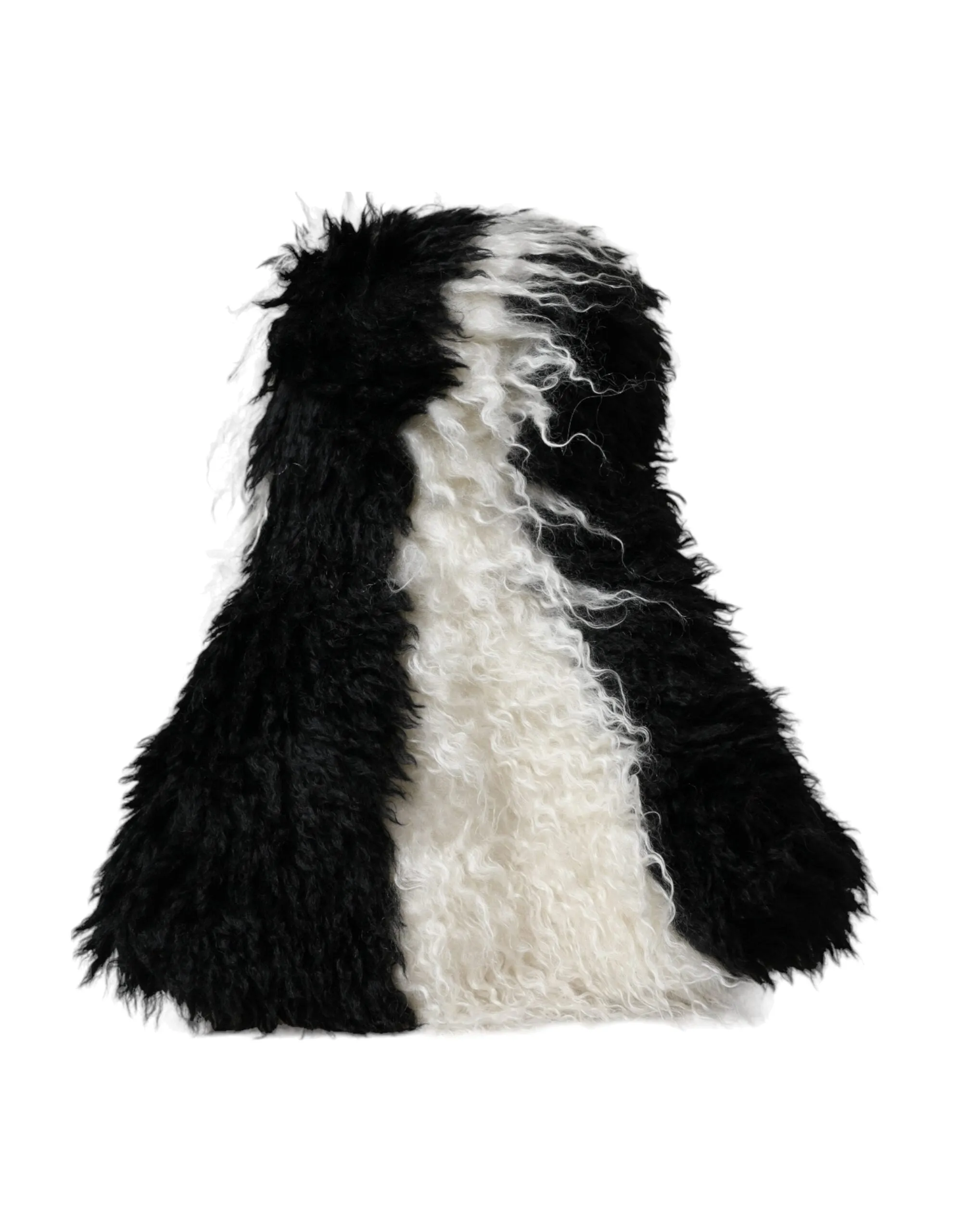 Black White Stripes Mohair Fur Bucket Hat sold by Louxly product image thumbnail 3