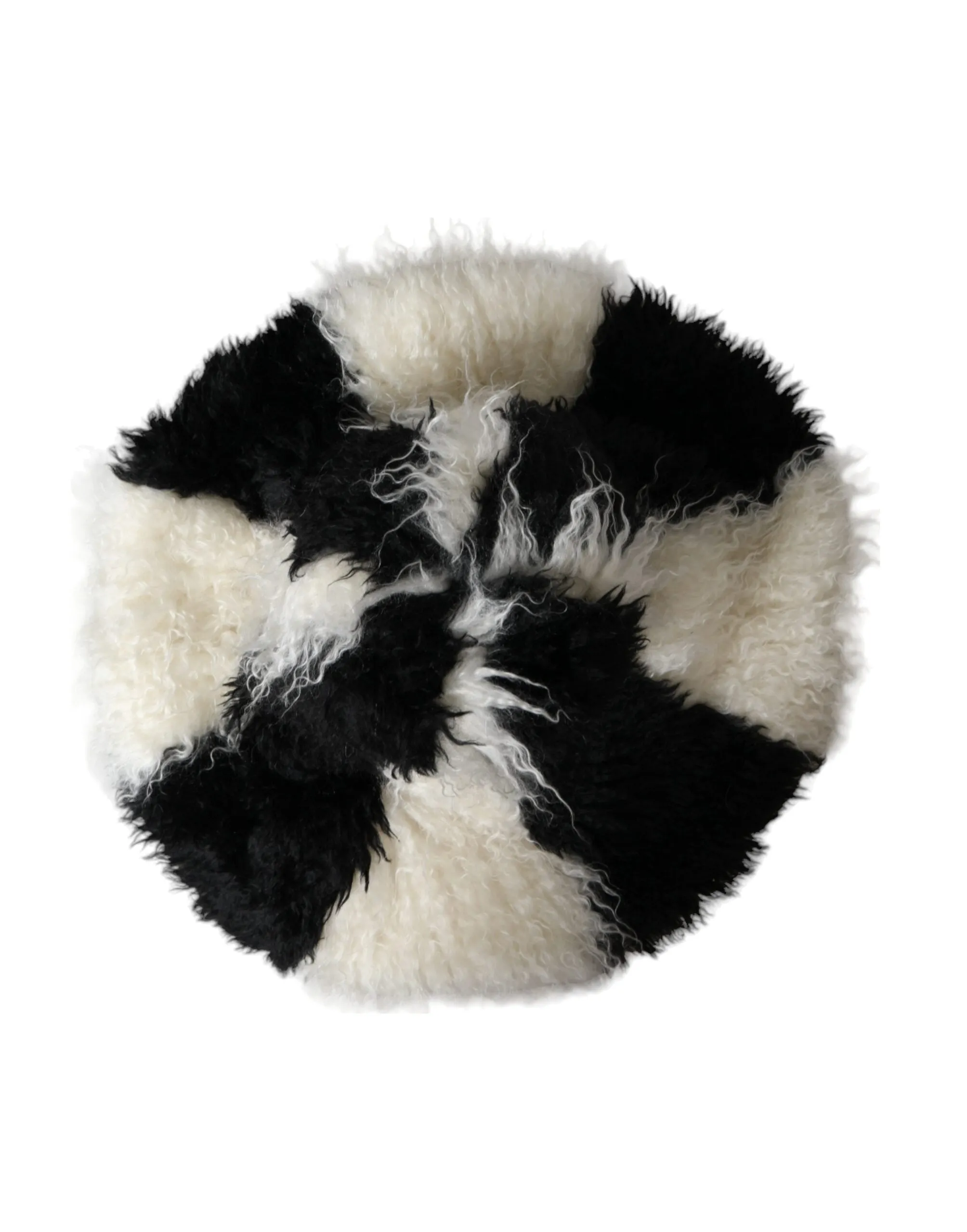 Black White Stripes Mohair Fur Bucket Hat sold by Louxly product image thumbnail 4