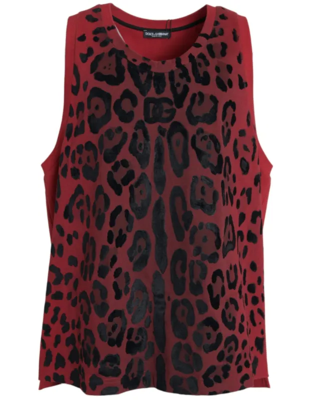 Red Leopard Print Sleeveless Tank T-shirt sold by Louxly