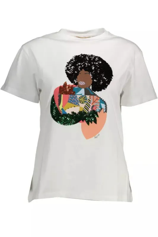 White Cotton Women T-Shirt sold by Louxly