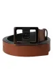 Dark Brown Leather Square Metal Buckle Belt sold by Louxly
