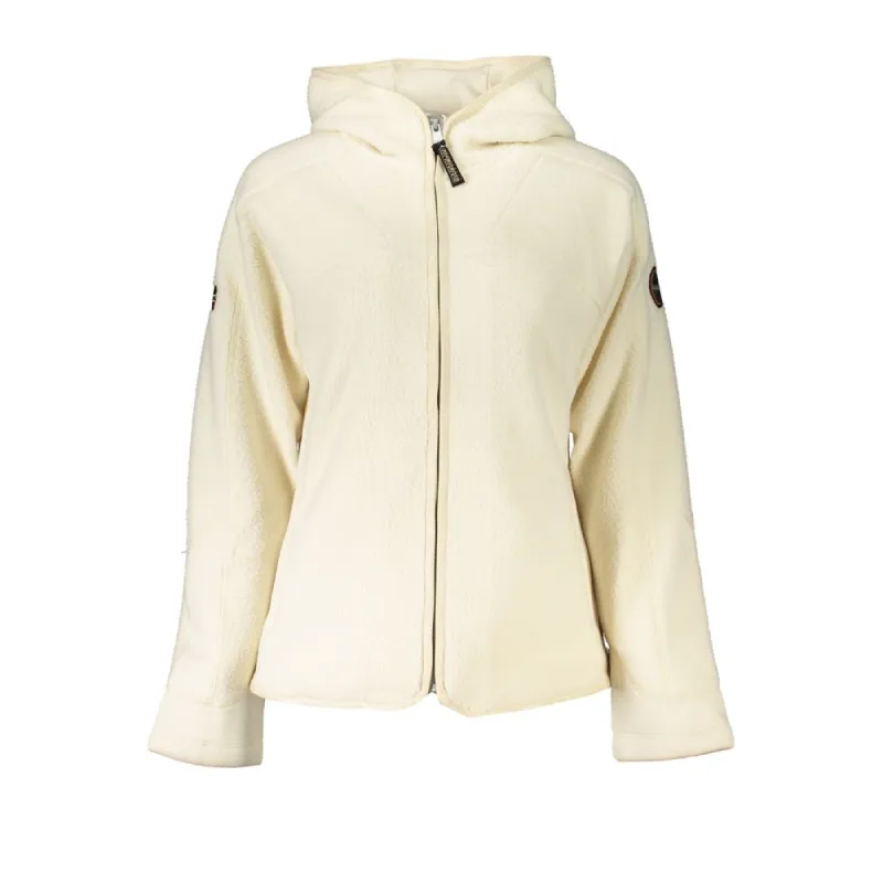 Chic White Hooded Jacket with Elegant Embroidery made by Napapijri