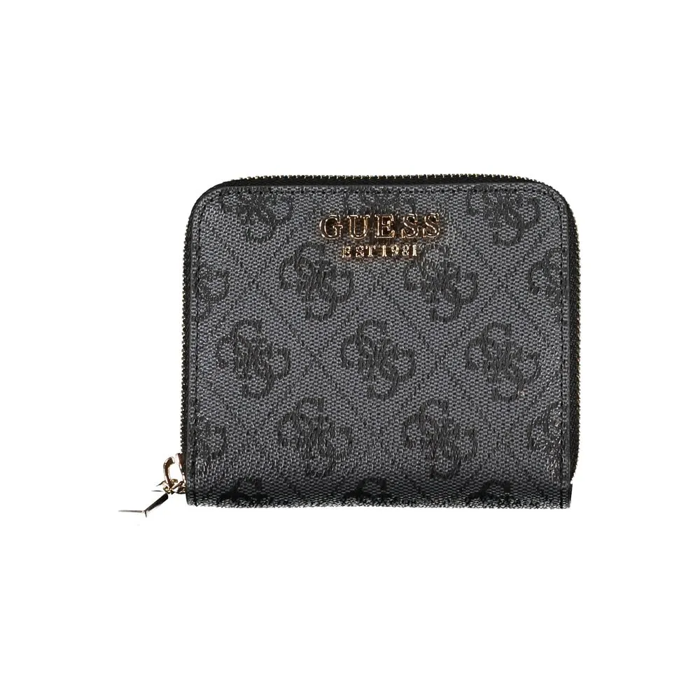 Elegant Black Polyethylene Wallet with Logo Detail sold by Louxly
