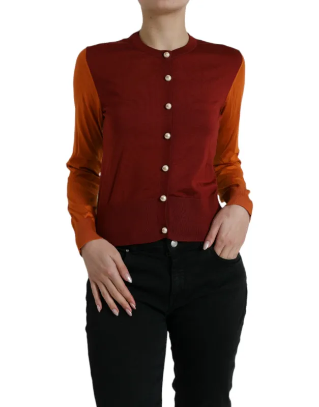 Elegant Silk Cardigan Sweater in Vibrant Tones sold by Louxly