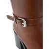 Elegant Leather Brown Boots for Sophisticated Style sold by Louxly