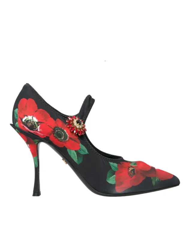 Black Floral Crystal Mary Jane Pumps Shoes sold by Louxly
