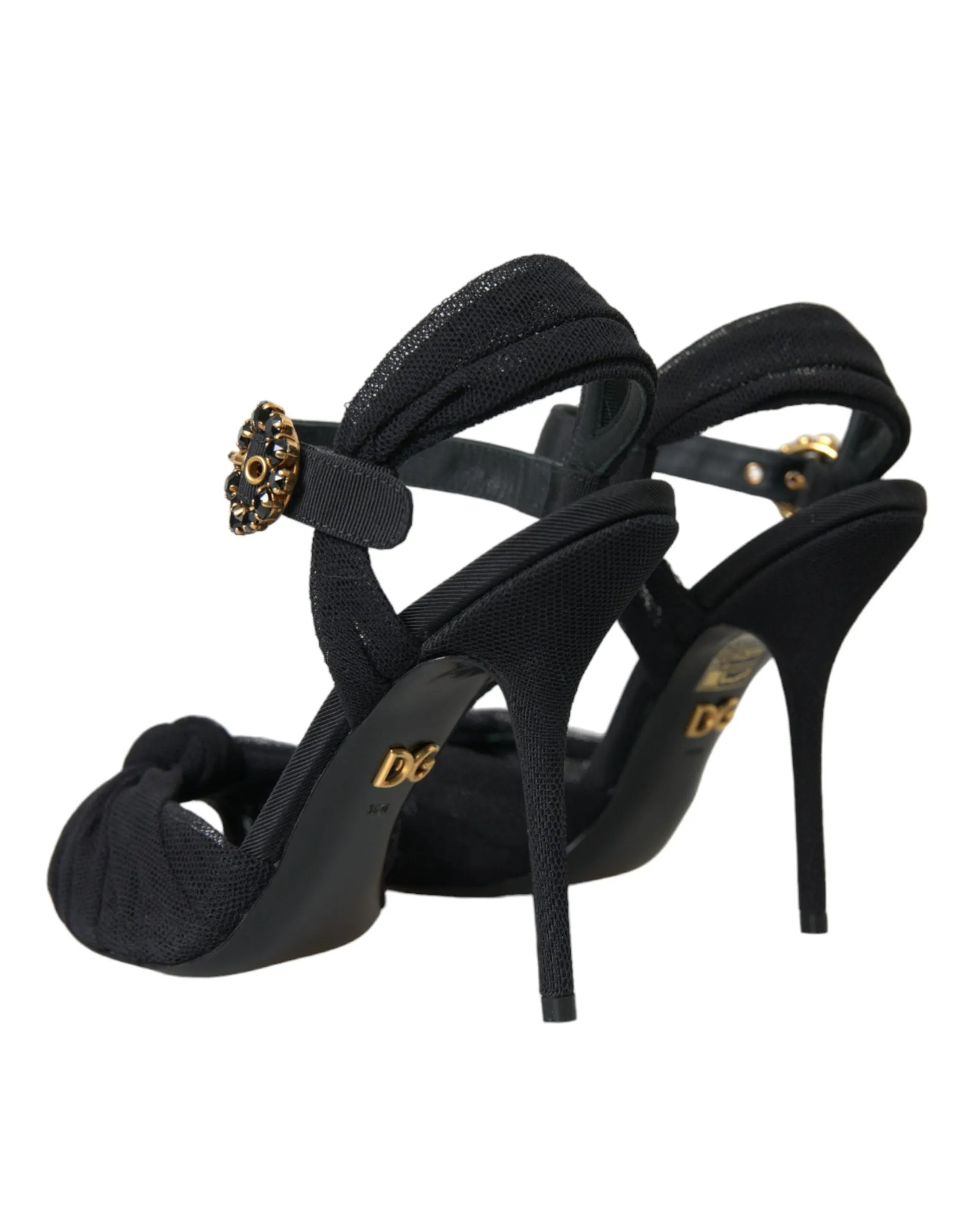 Black Suede Embellished Heels Sandals Shoes sold by Louxly product image thumbnail 4